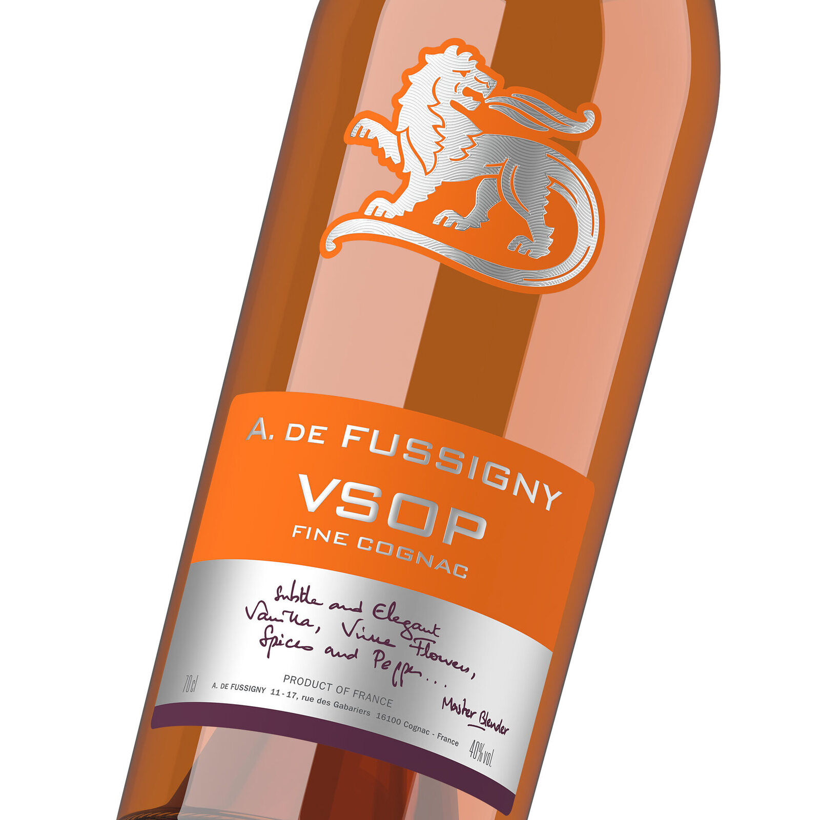 дизайн коньяка A. de Fussigny VSOP в современном минималистичном стиле