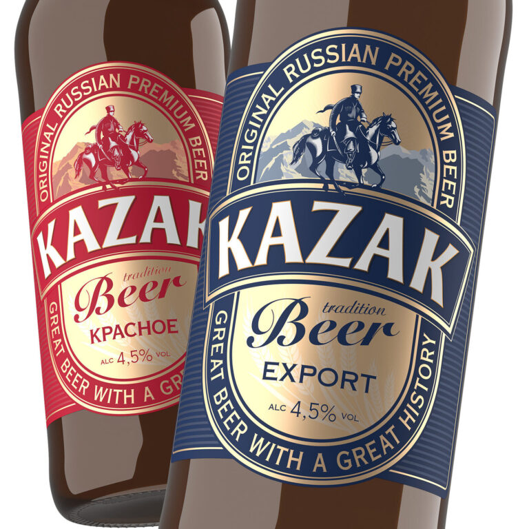 дизайн этикетки пива KAZAK в классическом русском стиле