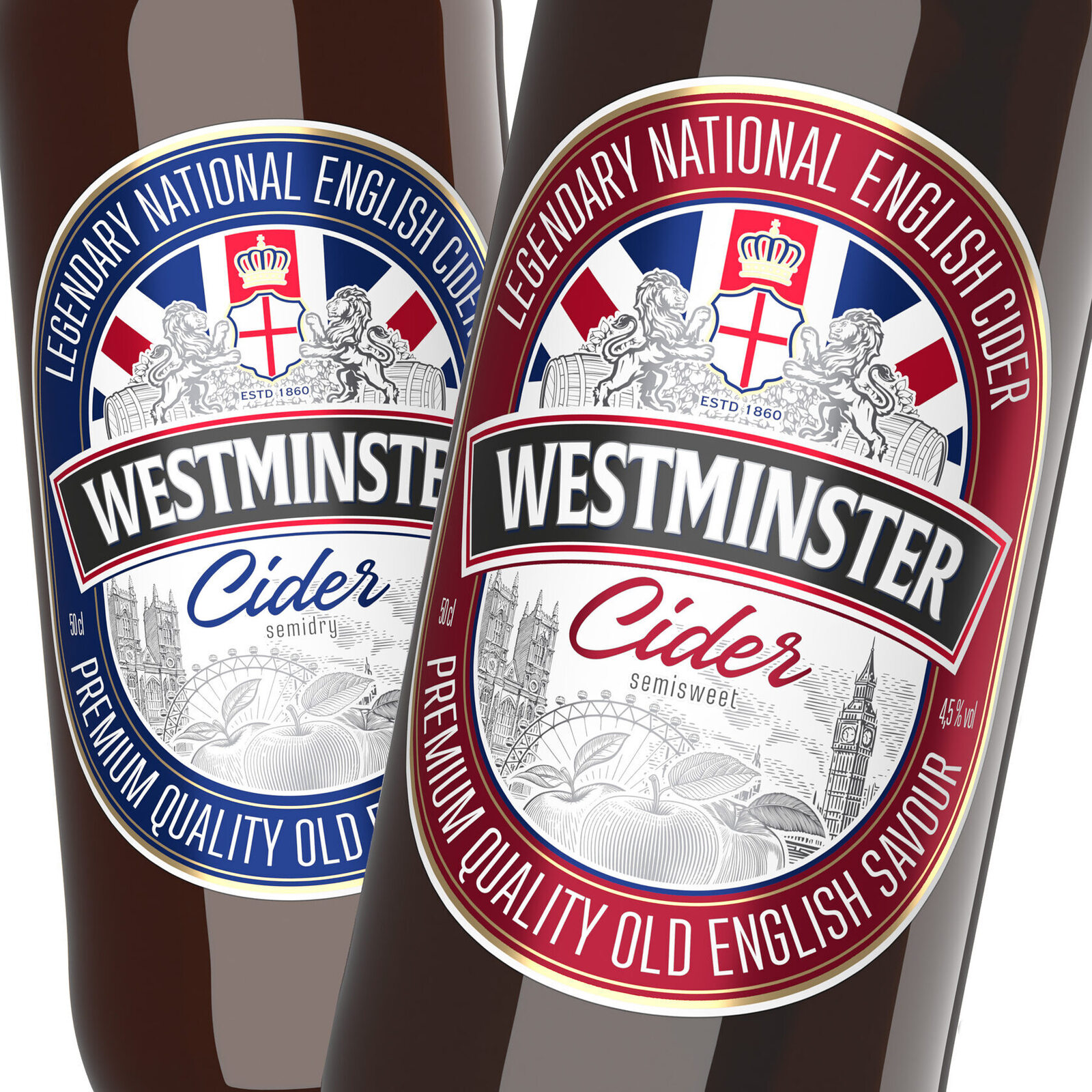 дизайн этикетки сидра Westminster в английском классическом стиле