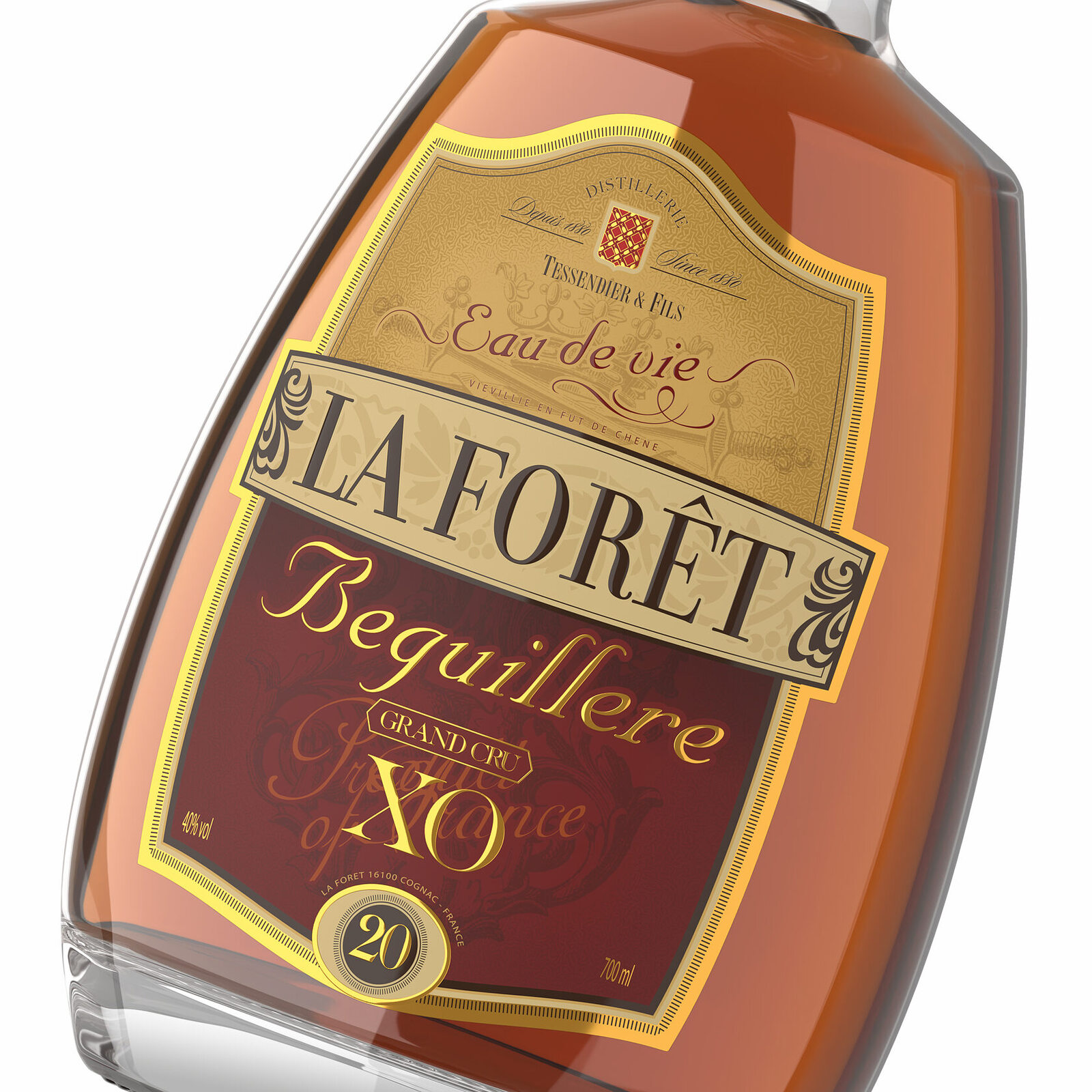 дизайн бутылки коньяка Laforet XO с золотой премиальной этикеткой