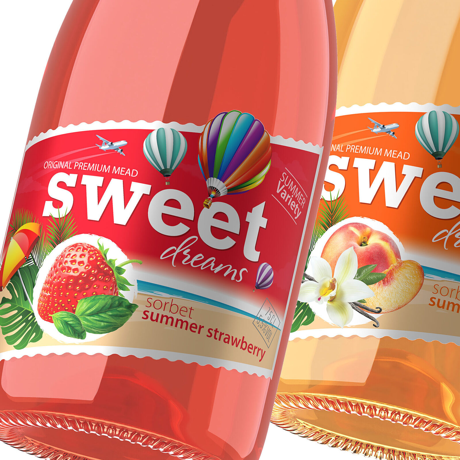 дизайн этикетки медовухи Sweet Dreams с фруктовыми вкусами