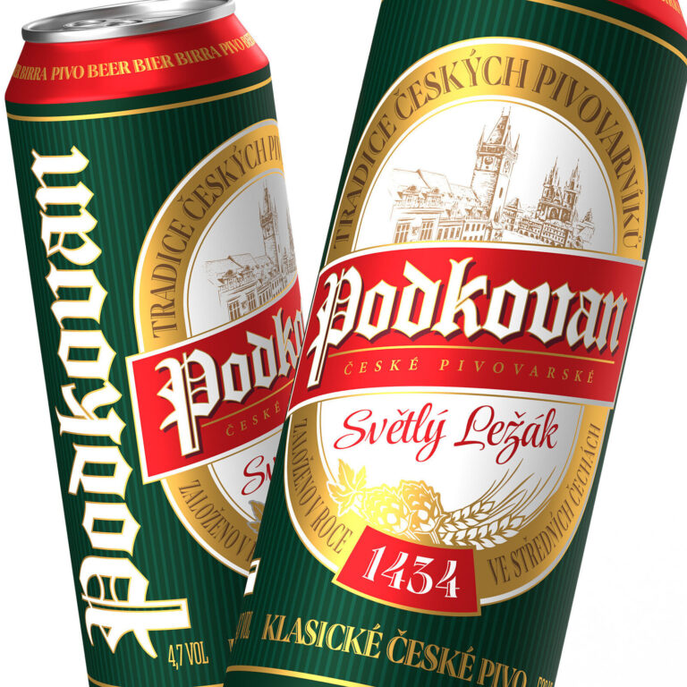 дизайн банки чешского пива Podkovan světlý ležák классический стиль