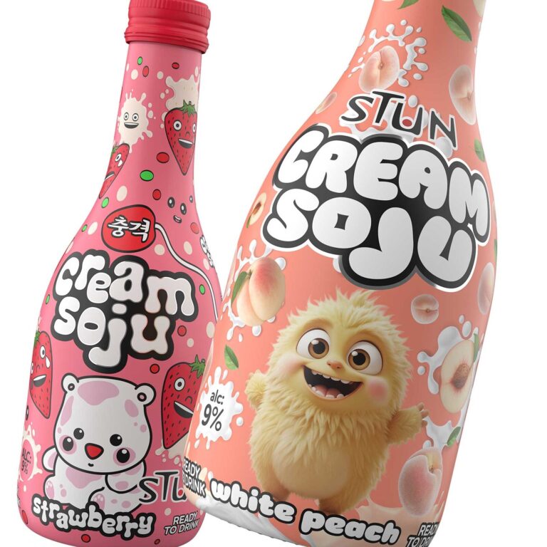 дизайн бутылок cream soju упаковка напитка с персонажами