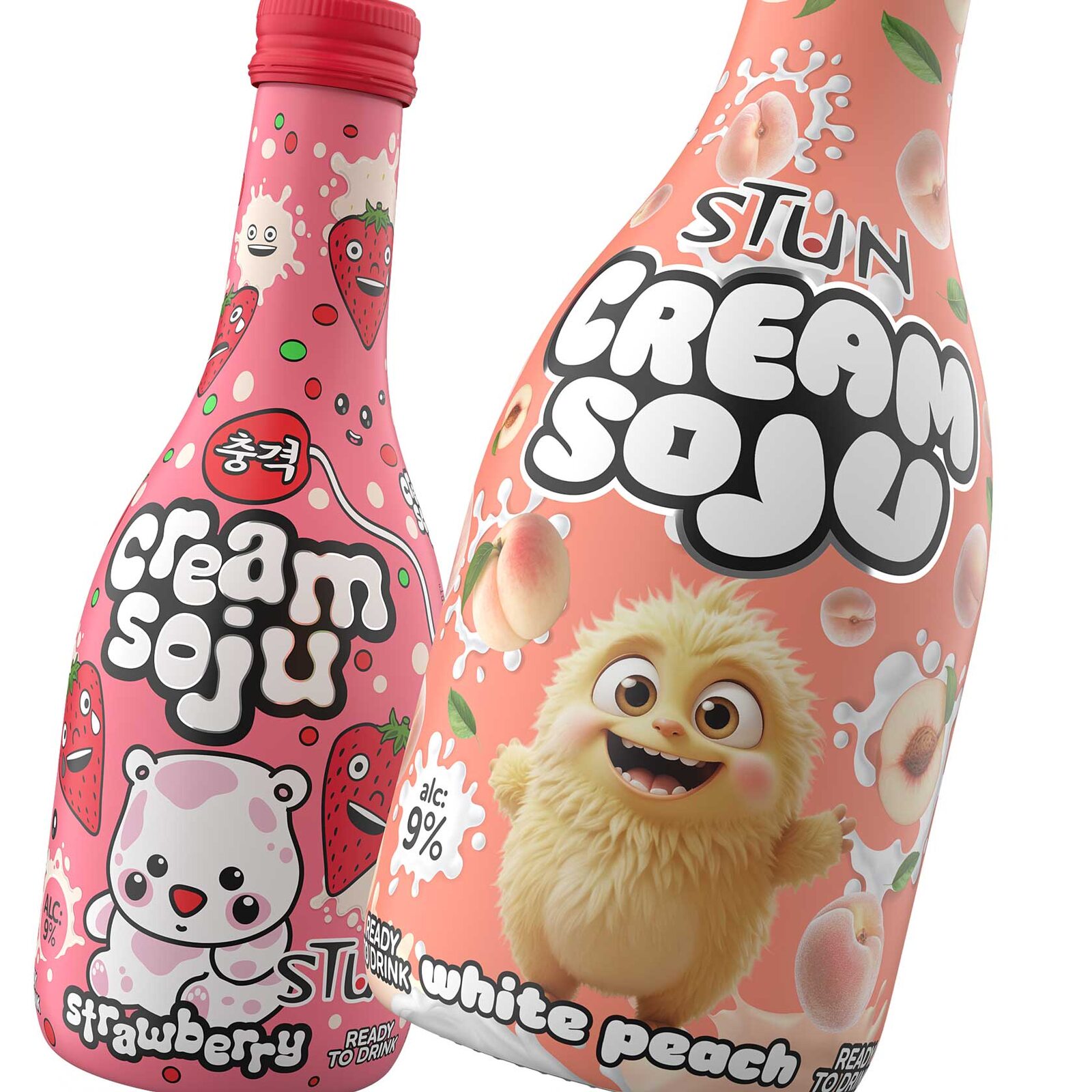 дизайн бутылок cream soju упаковка напитка с персонажами
