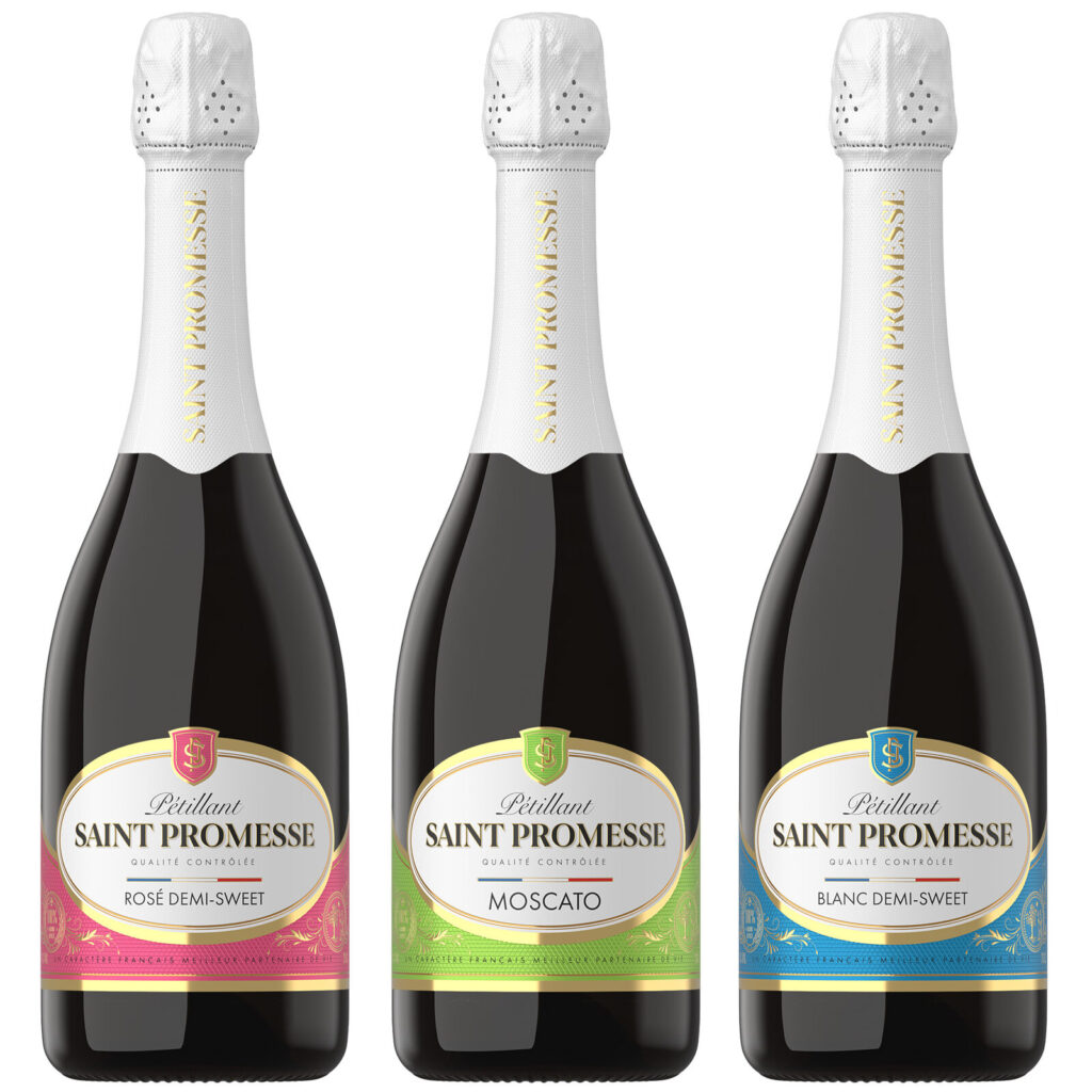 линейка игристого вина Saint Promesse дизайн бутылок упаковка брендинг