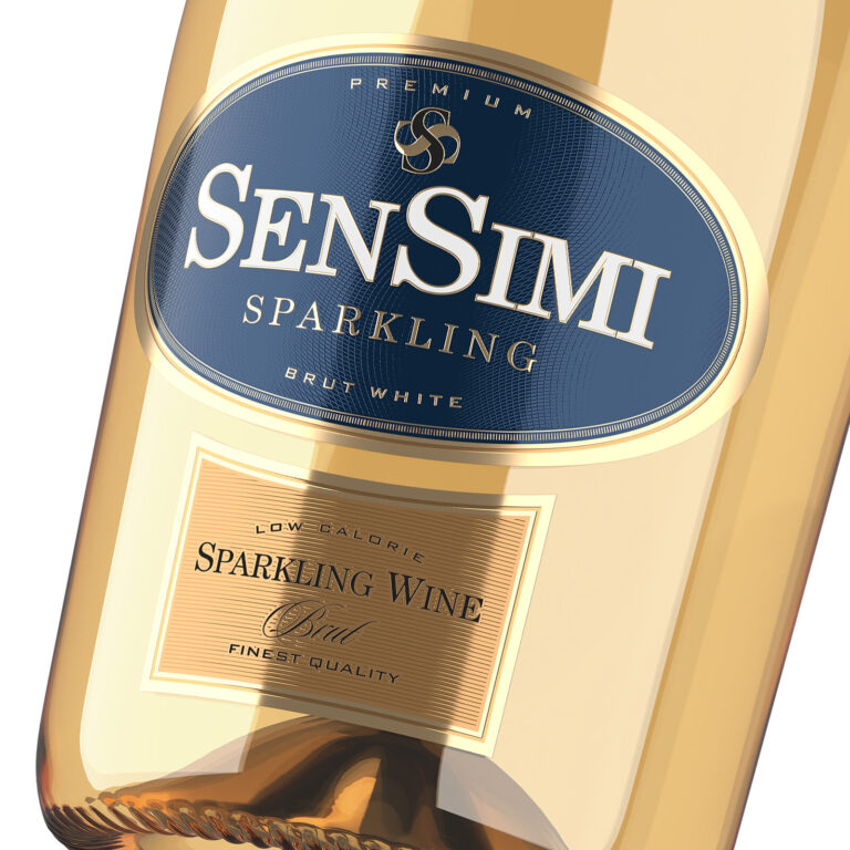 этикетка SenSimi крупный план дизайн игристого вина упаковка брендинг