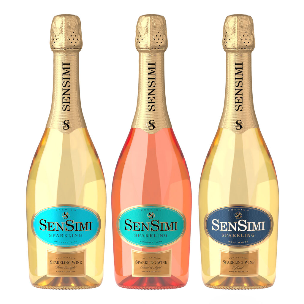 дизайн бутылок игристого вина SenSimi линейка упаковки брендинг вина